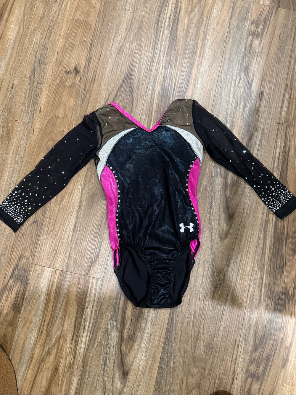 Under Armour Black, Hot Pink & Silver Long Sleeve Gymnastics Leotard adult XS